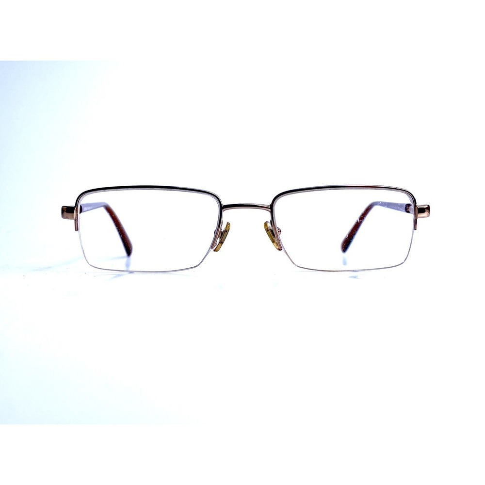 Versace Gold Half Rim Rectangular Eyeglasses Italy MOD 1066 1053 50 18 135